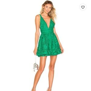 Lovers + Friends Emerald Green Lace Mini Dress